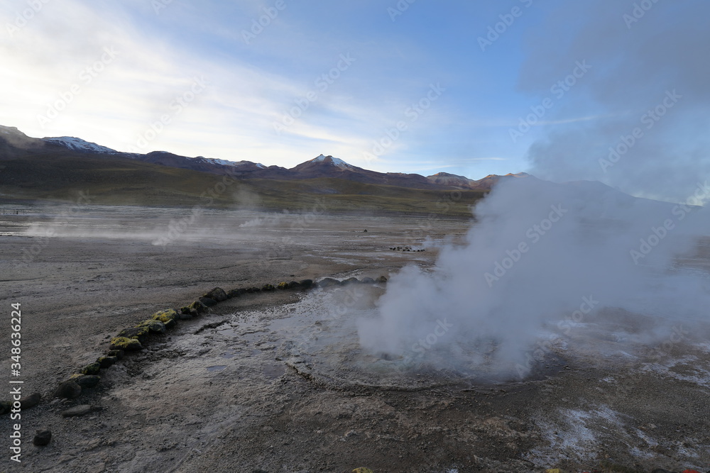 The El Tatio geysers in the Atacama Desert in Chile The El Tatio geysers in the Atacama Desert in Chile