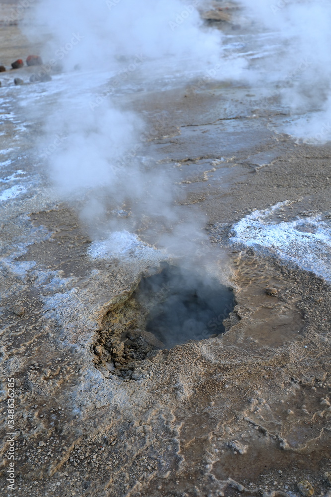 The El Tatio geysers in the Atacama Desert in Chile The El Tatio geysers in the Atacama Desert in Chile
