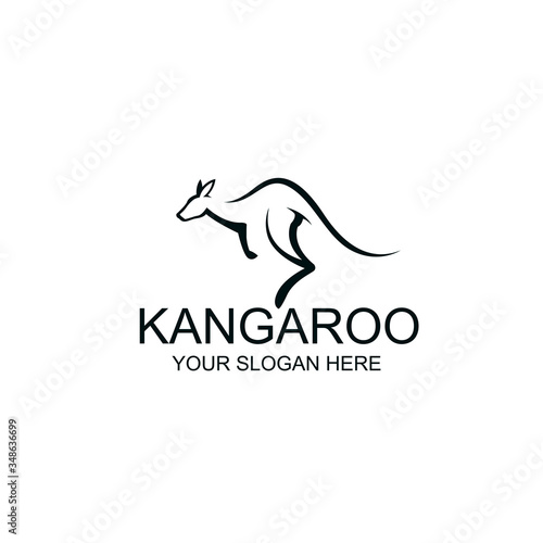 abstract jumping kangaroo icon isolated on white background