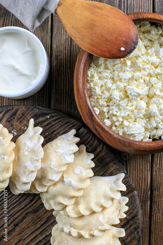 Tasty and juicy dumplings with cottage cheese of its own production.