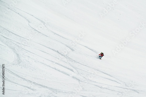 Freeride in Gudauri Georgia caucasus resort snowboarder skier