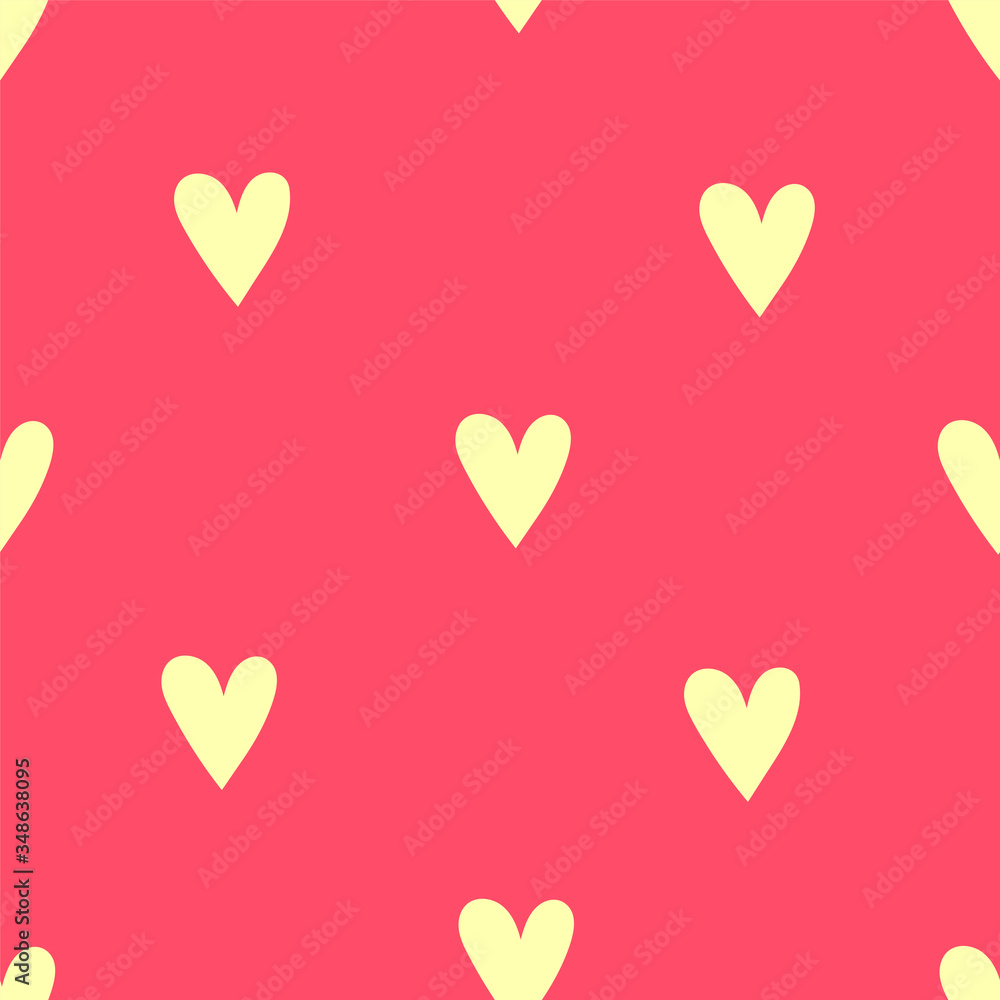 Cute simple seamless pattern with yellow hearts on the bright background. For textiles, wallpapers, designer paper, etc