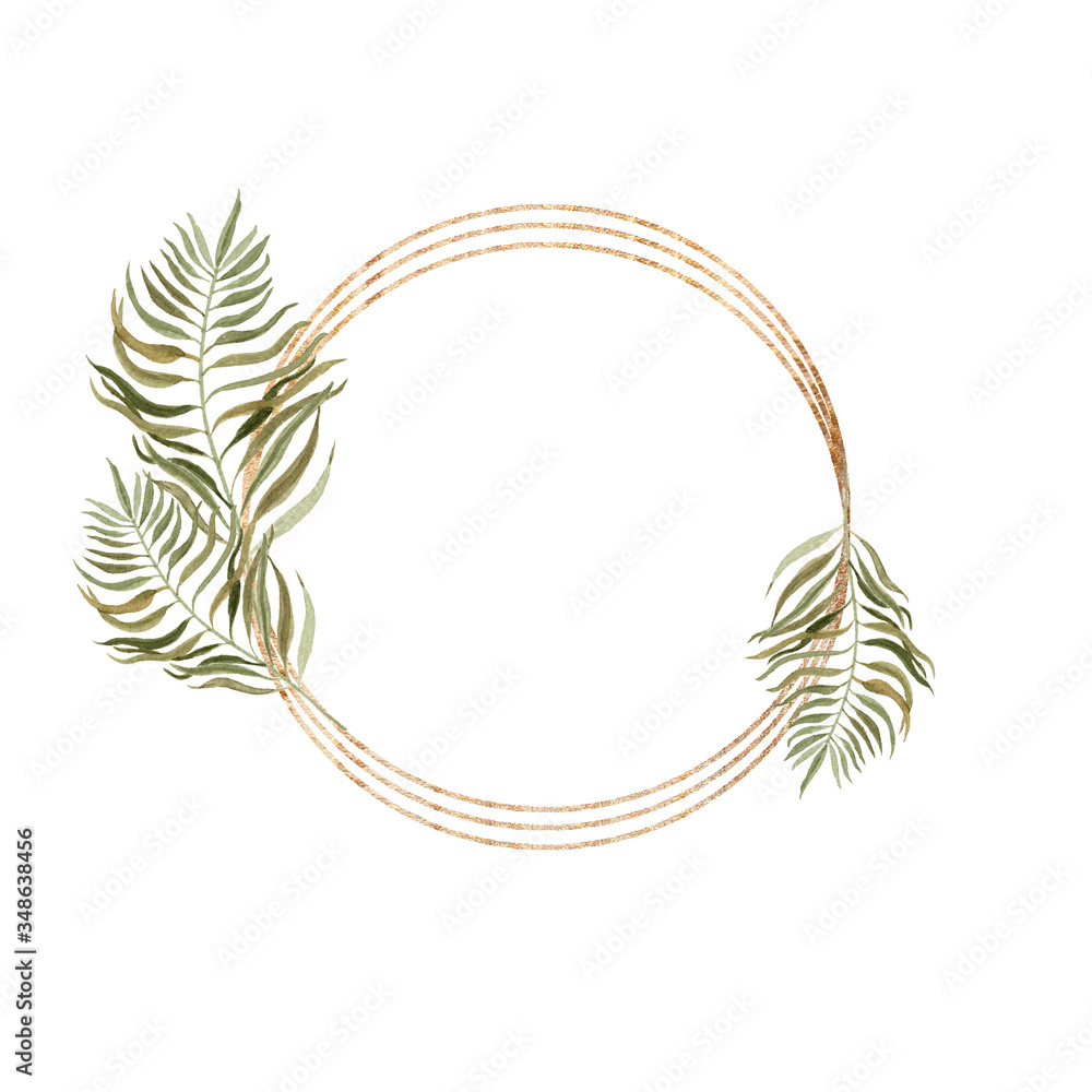 frame with watercolor boho dried palm frame with watercolor boho dried palm