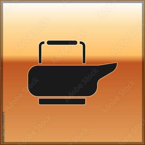 Black Bedpan icon isolated on gold background. Toilet for bedridden patients. Vector