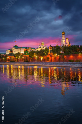 Moscow city, Russia. Kremlin at sunset