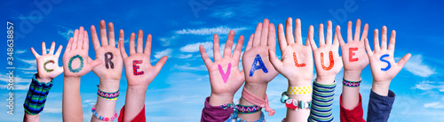 Quadro em tela Children Hands Building Colorful Word Core Values