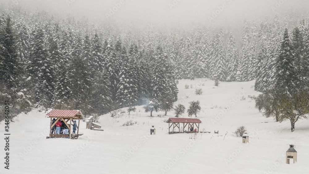 Snowy road views in Abant Lake Snowy road views in Abant Lake
