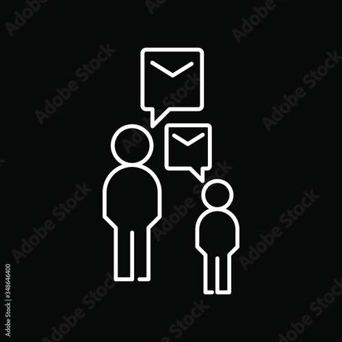 man outline icon on black background, vector symbol