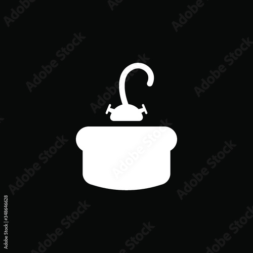 sink icon for web and mobile app on black background, vector symbol
