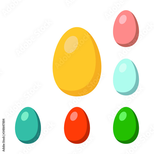 Set colorful egg flat icon, on the white background.