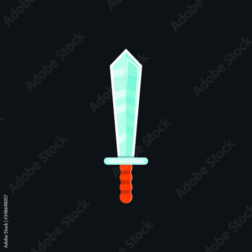 Sword icon. Cartoon game sword weapon.