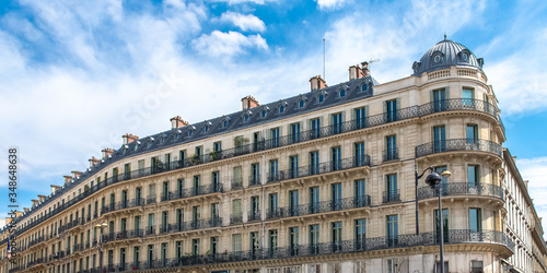 Paris, typical facades and street, beautiful buildings in Pigalle
