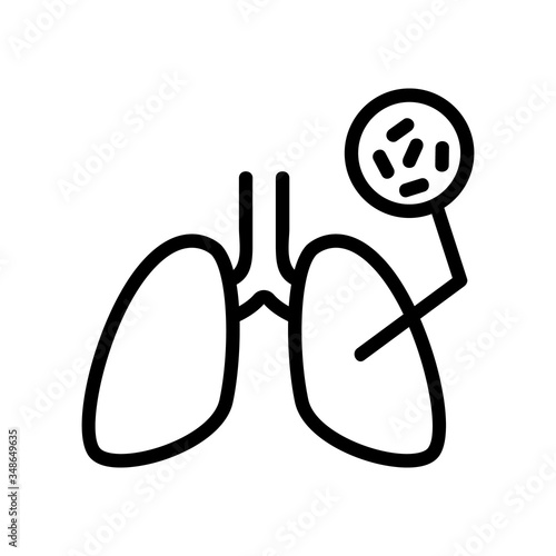 infectious bacteria in lungs icon vector. infectious bacteria in lungs sign. isolated contour symbol illustration