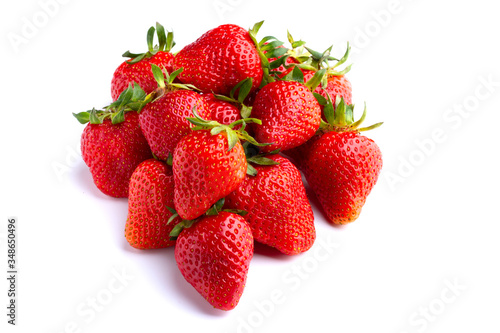 Juicy and beautiful strawberries on isolated white background