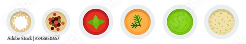 Set of tomato, mustard, creamy, pesto vegetarian sauces