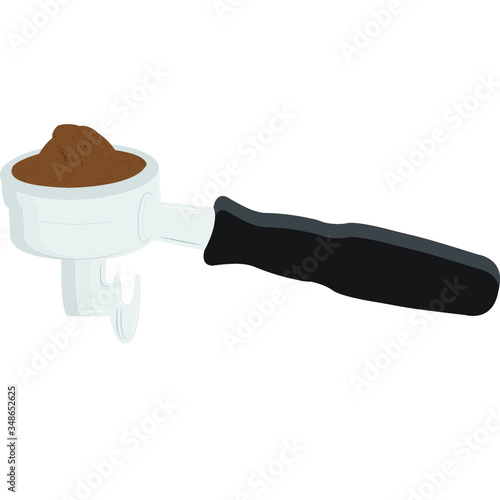 Portafilter Vector Filled With Coffee Ground