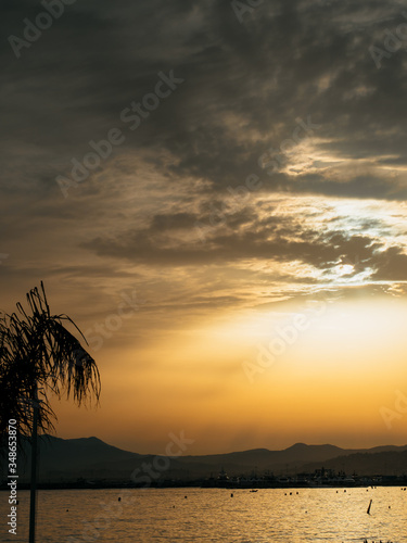 Sunset. beach of Cannes. South of France. image with selected focus