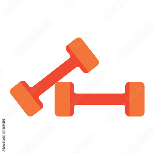 Lightweight dumbbell pair for lifting exercise and muscle training. Healthy lifestyle. Workout activity and body building equipment. Fit condition. Athletic. Vector design.