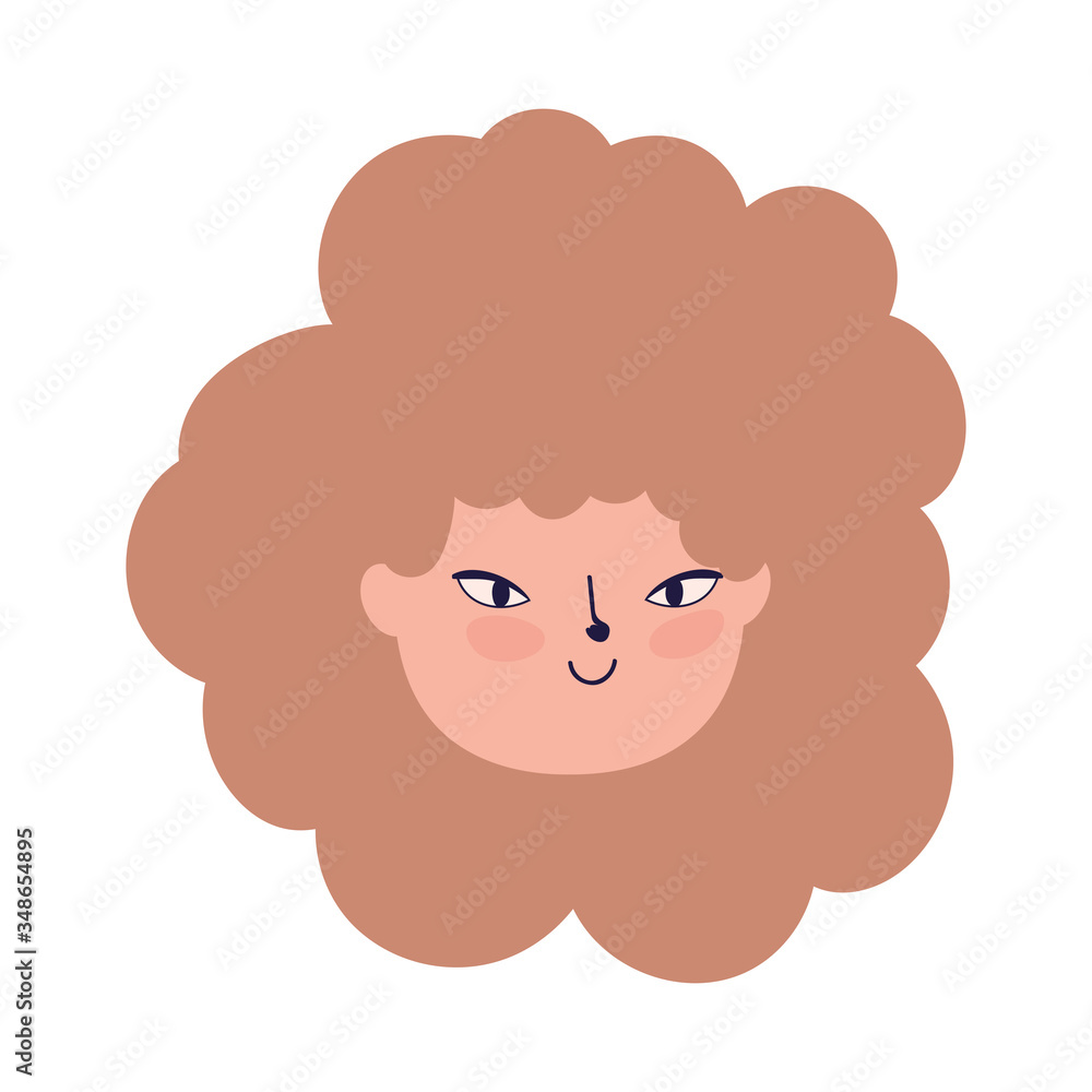 young woman face cartoon character female icon isolated design
