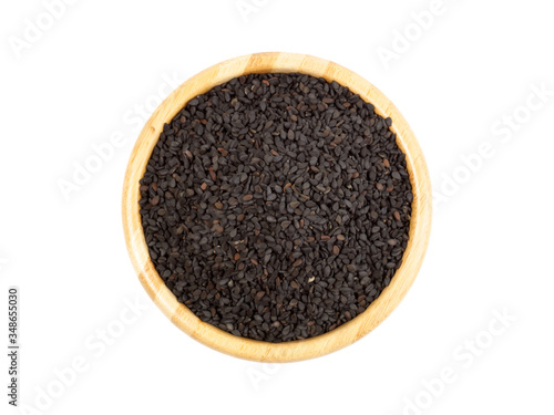 black sesame seeds  isolated on white background