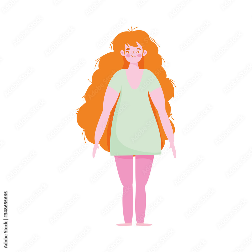 Fototapeta premium young woman cartoon character female standing isolated design
