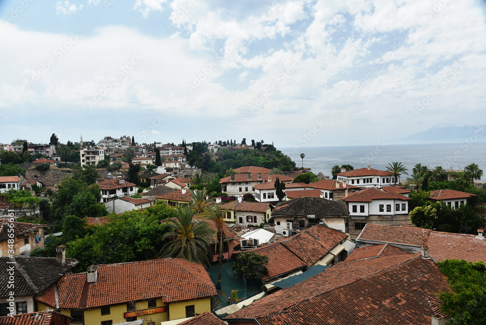 Panoramic views of the roofs old town Antalya