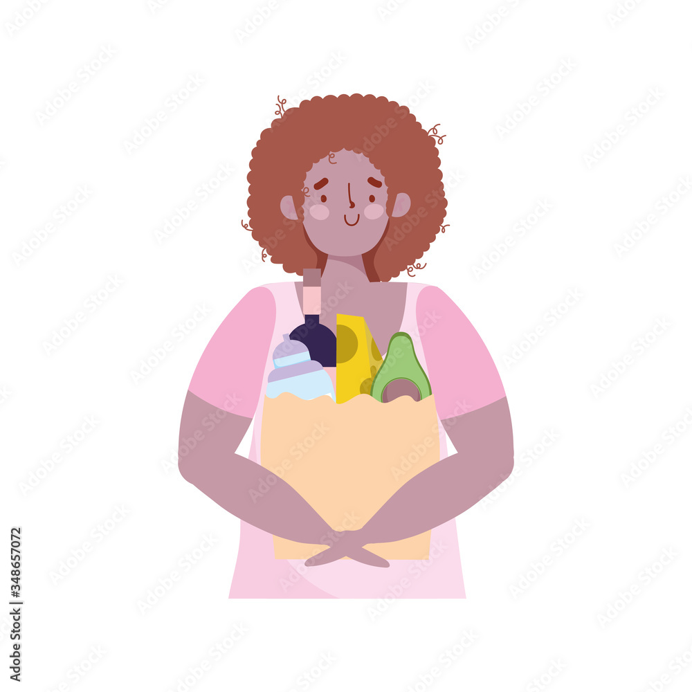 people hoarding purchase, young man with bag food supermarket people hoarding purchase, young man with bag food supermarket