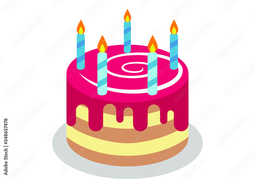 Birthday cake with candle flat vector icon, eps 10 Birthday cake with candle flat vector icon, eps 10