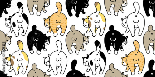 cat seamless pattern kitten breed vector calico animal pet scarf isolated repeat background cartoon tile wallpaper illustration doodle design