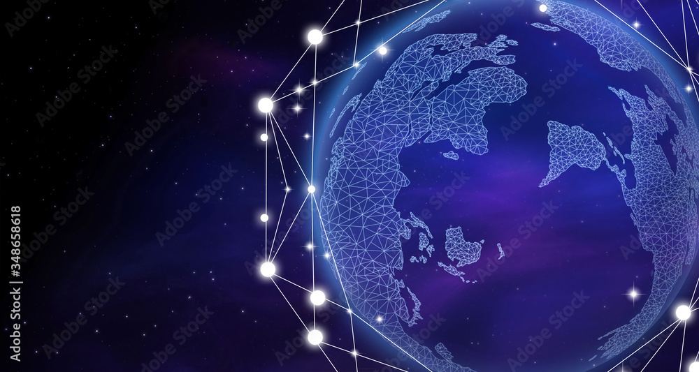 Globe with network connection lines and space on background. Modern technology Globe with network connection lines and space on background. Modern technology