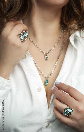 decoration on a woman's neck