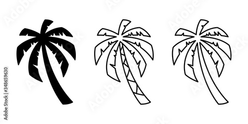 palm tree icon coconut tree vector logo symbol sign tropical summer beach cartoon character illustration design