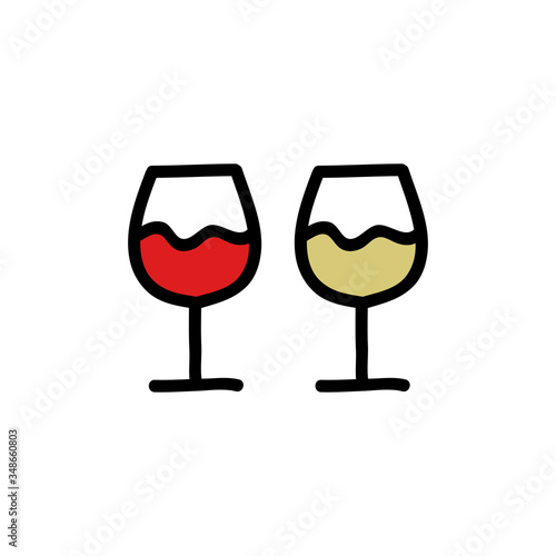 glass of wine doodle icon, vector illustration