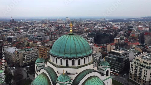 Aerial view of the temple of St. Sava in Belgrade, Serbia photo