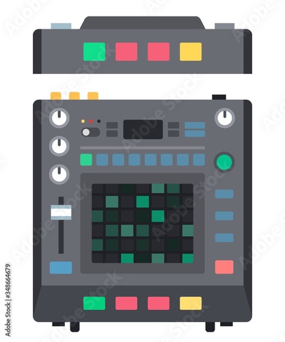 Drum machine instrument for creating music Musician vector icon flat isolated illustration.