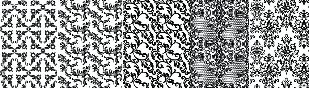 Set of Oriental damask patterns for greeting cards and wedding invitations. Set of Oriental damask patterns for greeting cards and wedding invitations.