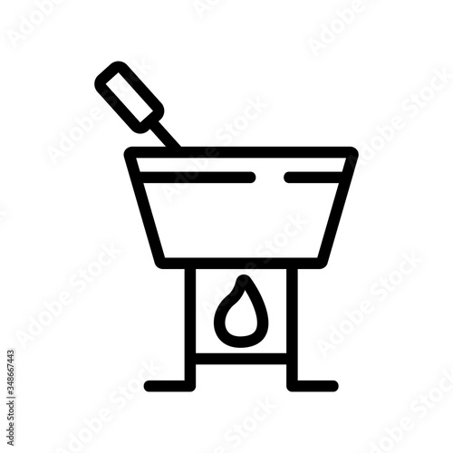 fondue with skewers with candle icon vector. fondue with skewers with candle sign. isolated contour symbol illustration