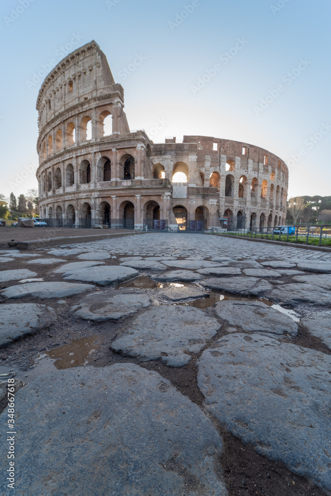 Coliseum in Rome at the sunrise
