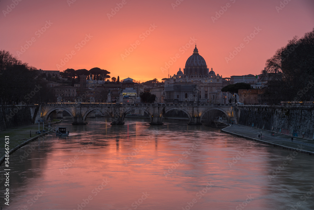 San Pietro Vatican at the sunset