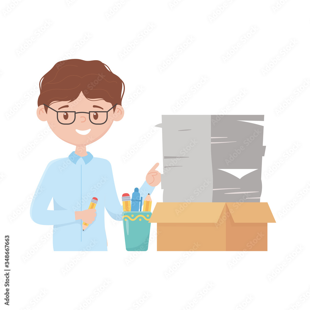 stress at work, businessman with documents stack office work stress at work, businessman with documents stack office work