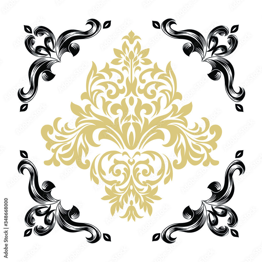 Oriental vector damask patterns for greeting cards and wedding invitations.


