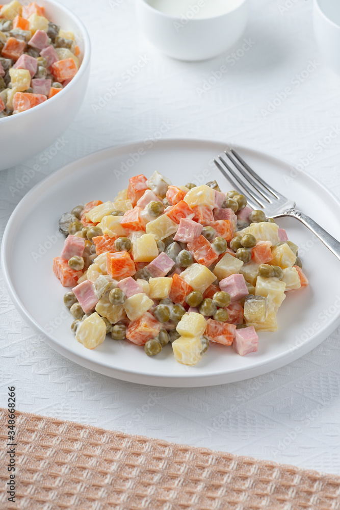 Russian traditional salad Olivier with vegetables and meat... Russian traditional salad Olivier with vegetables and meat...