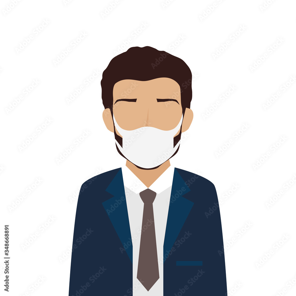 businessman using face mask isolated icon vector illustration design