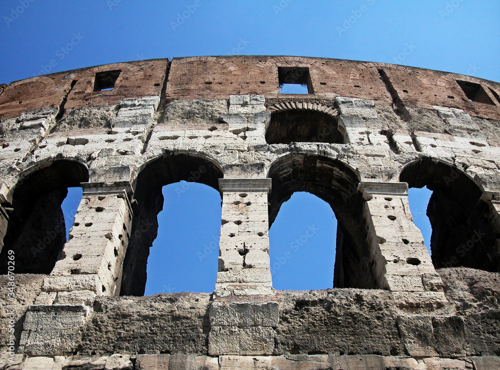 View on the Great Roman Colosseum. Rome, Italy