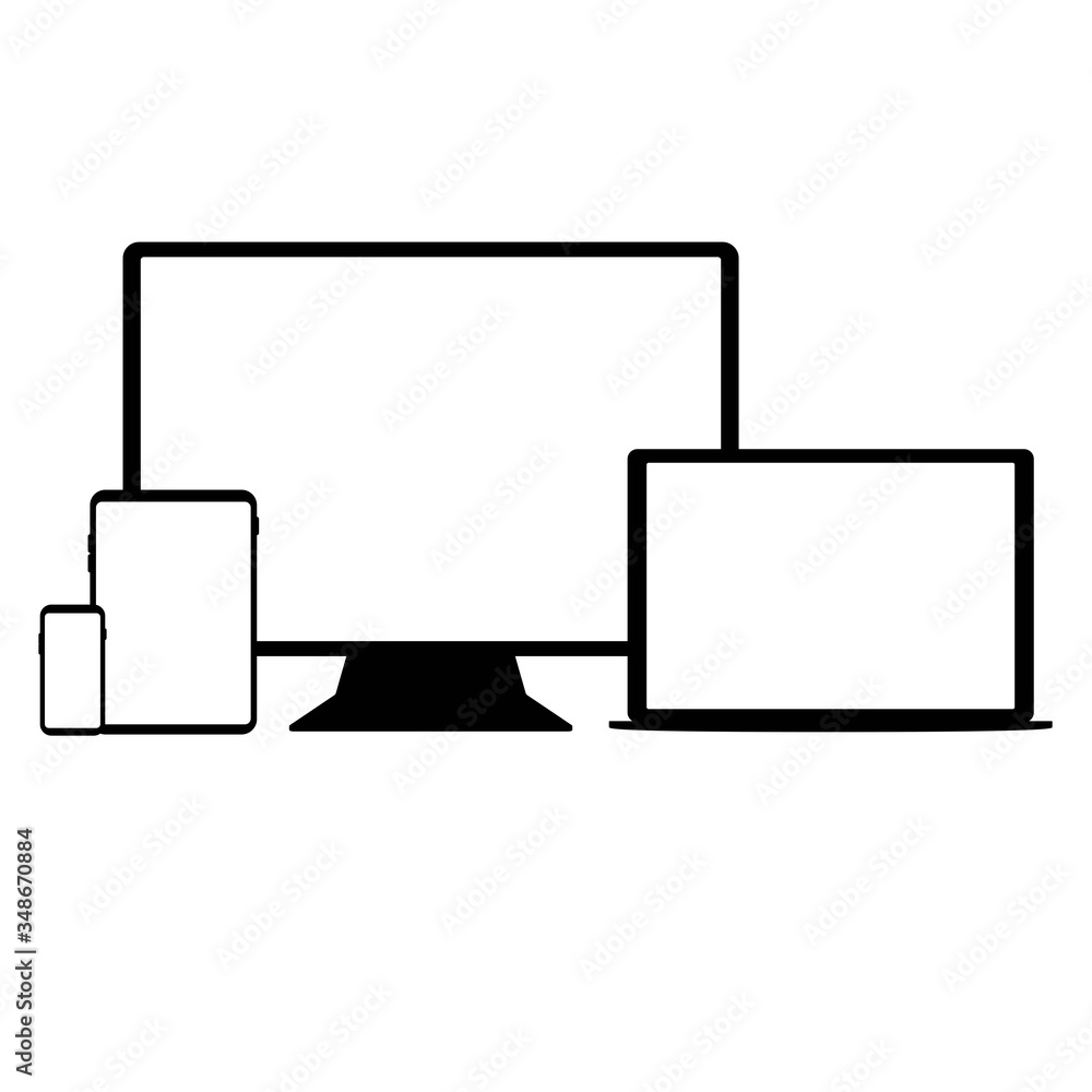 Black outline digital gadgets Black outline digital gadgets