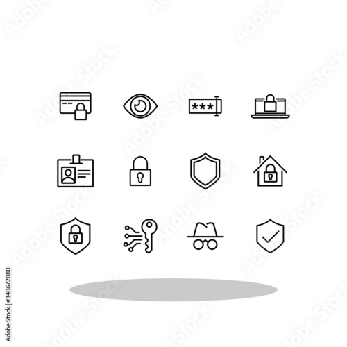 Security icon set in flat style. Secured symbols for your web site design, logo, app, UI Vector EPS 10.