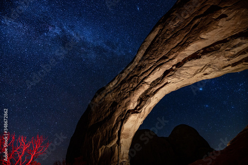Photo Milky way of The North Window at Arches National Park.
