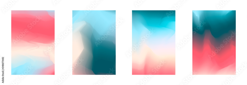 Abstract vibrant pink and blue gradient colors backgrounds for fashion flyer, brochure design. Set of soft, bright vertical vivid wallpaper for mobile apps, ui design, banner, poster