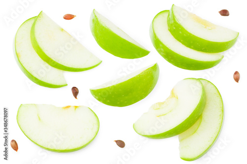 Wallpaper Mural piece of green apple isolated on white background. top view Torontodigital.ca