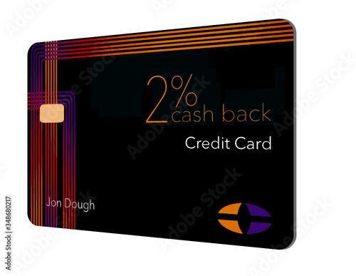 Here is a two percent cash back credit card that a generic and isolated on a white background. It is a vector.